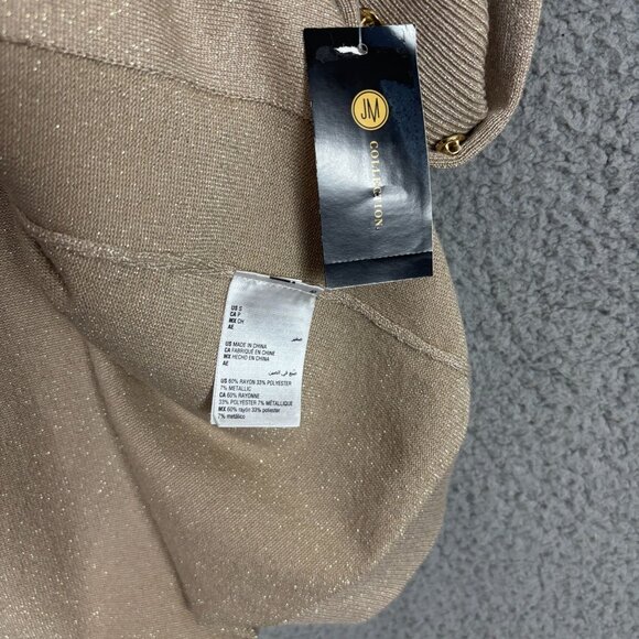 JM Collection Core Cardigan Small Champagne Lurex Open Front With Pockets & Butt - Picture 6 of 8